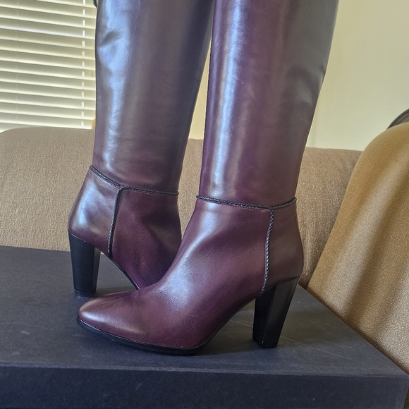 Theory Knee Boot in Wine Red Leather Size 37/7 NWT - Picture 6 of 15